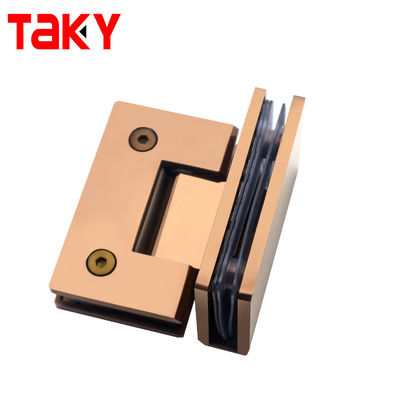 90 Degree Glass Hinge Modern Frameless Glass to Glass Shower Hinge Rose Gold Bathroom Shower Door Hinges