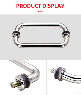 Tay nắm cửa kính trượt hình ống tròn mạ bạc điện bằng thép không gỉ 304