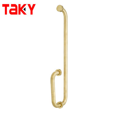 Khách sạn phòng tắm tròn ống vàng phòng tắm phòng kính cửa kính kéo tay cầm