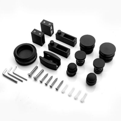 Giá tốt Sliding Door Track Barn Kit Shower Hardware Accessories Glass Stainless Steel Matt Màu đen trực tuyến