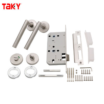 Giá tốt Tay nắm cửa kính vòi hoa sen hoàn thiện bằng niken satin với bộ khóa tay cầm hình ống bằng thép không gỉ 304 và lõi khóa C-Level trực tuyến