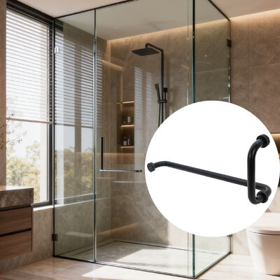 Giá tốt Tay nắm cửa kính tắm 12 inch Tay nắm vòi sen tròn bằng thép không gỉ 304 màu đen trực tuyến